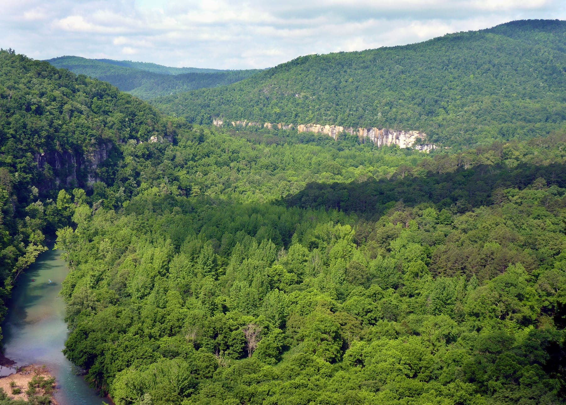 Big Bluff rising above a bend of the Buffalo National River